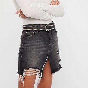 Free People Relaxed & Distressed Denim Skirt
